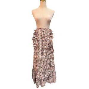 Picato Full Length Skirt Ruffle Trim Print Multi Color‎ Size 8 100% cotton